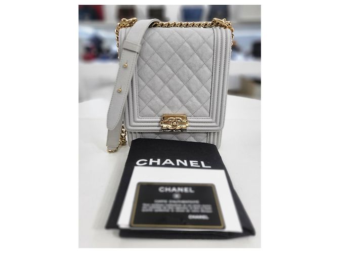 Chanel Serie di borse a tracolla Boy Caviar Flap Gold Marrone - vista 10