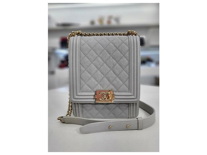 Chanel Serie di borse a tracolla Boy Caviar Flap Gold Marrone - vista 11