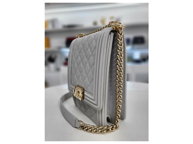 Chanel Serie di borse a tracolla Boy Caviar Flap Gold Marrone - vista 14