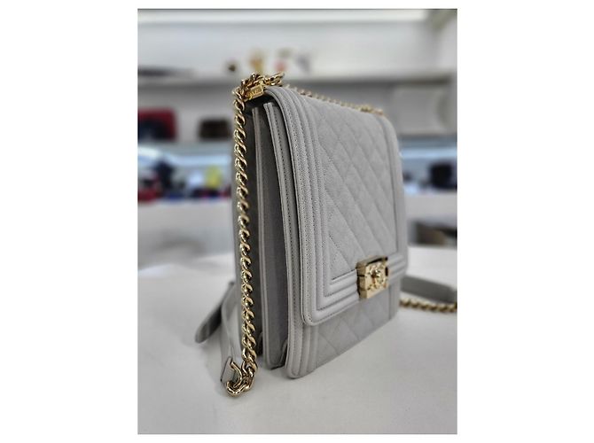 Chanel Serie di borse a tracolla Boy Caviar Flap Gold Marrone - vista 4