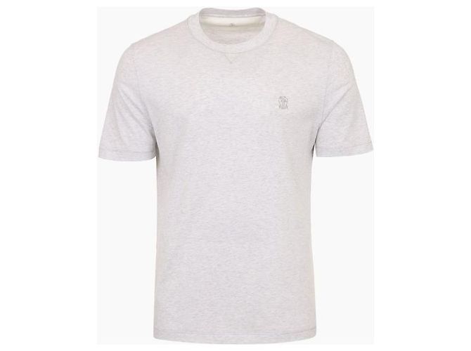 Brunello Cucinelli T-Shirt mit Rundhalsausschnitt und gesticktem Logo Braun - Ansicht 2