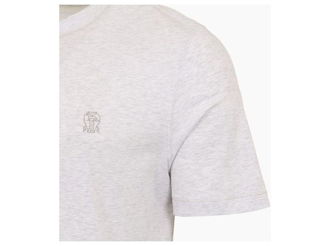Brunello Cucinelli T-Shirt mit Rundhalsausschnitt und gesticktem Logo Braun - Ansicht 5