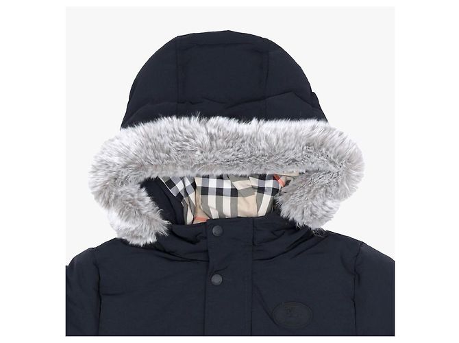 Burberry Casaco acolchoado com capuz para crianças com acabamento em pele Preto - vista 6