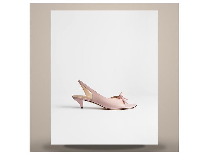 Louis Vuitton Sandali Slingback con tacco e fiocco in camoscio rosa e pelle di agnello - vista 2