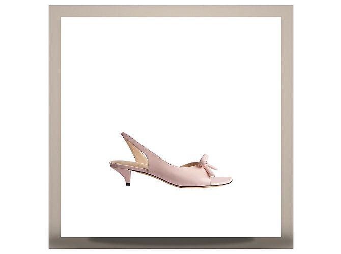 Louis Vuitton Sandali Slingback con tacco e fiocco in camoscio rosa e pelle di agnello - vista 3
