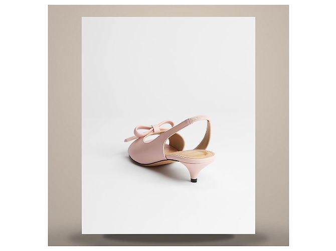 Louis Vuitton Sandali Slingback con tacco e fiocco in camoscio rosa e pelle di agnello - vista 5