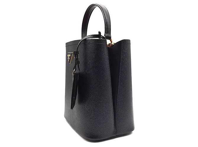 Prada Saffiano-Panel-Tote und Schultertasche Schwarz - Ansicht 2