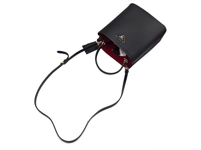 Prada Saffiano-Panel-Tote und Schultertasche Schwarz - Ansicht 4