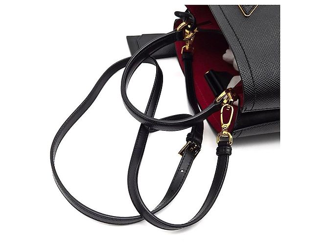 Prada Saffiano-Panel-Tote und Schultertasche Schwarz - Ansicht 5