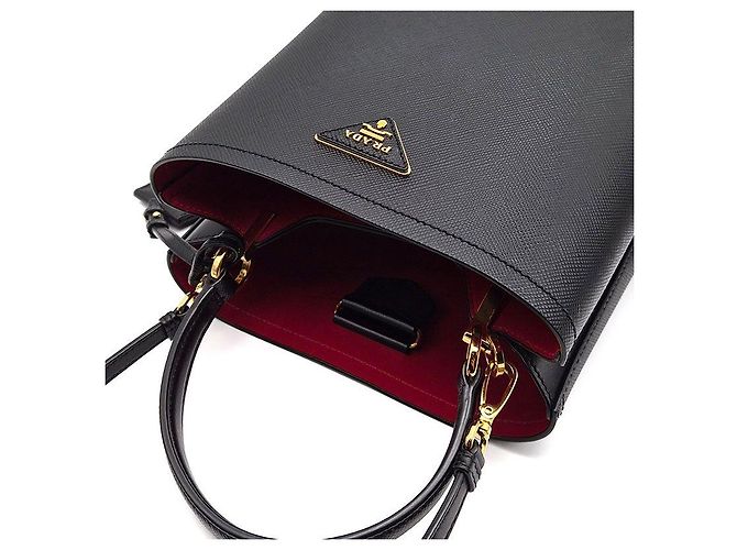 Prada Saffiano-Panel-Tote und Schultertasche Schwarz - Ansicht 6