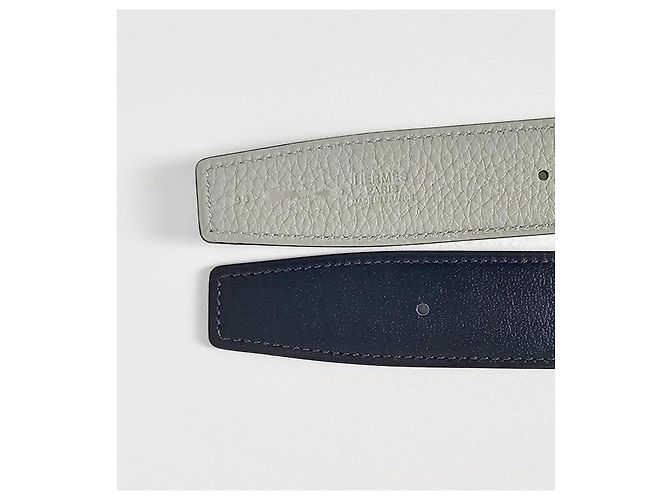 Hermès Reversible Belt Buckle Blue Marine Men's Leather Belt - view 10