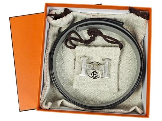 Hermès Reversible Belt Buckle Blue Marine Men's Leather Belt - view 11