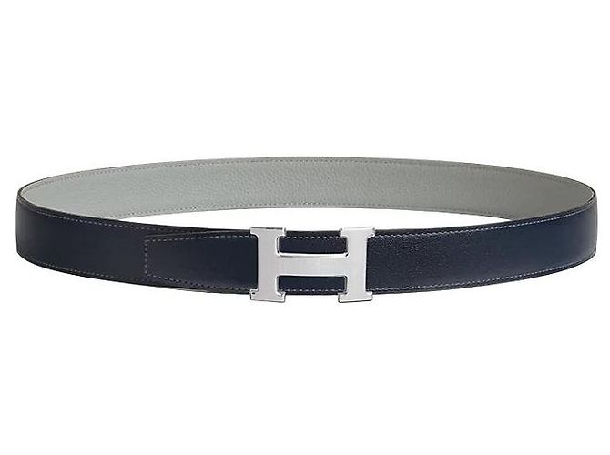 Hermès Reversible Belt Buckle Blue Marine Men's Leather Belt - view 2