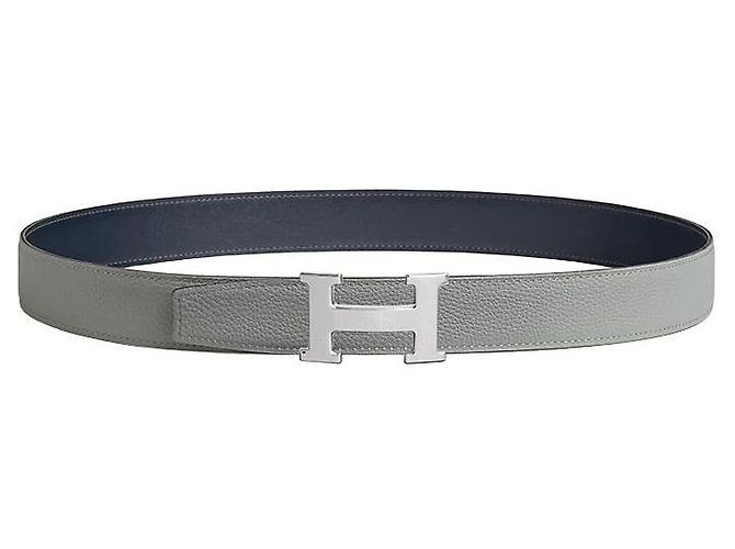 Hermès Reversible Belt Buckle Blue Marine Men's Leather Belt - view 3