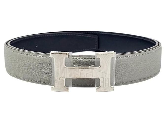 Hermès Reversible Belt Buckle Blue Marine Men's Leather Belt - view 5