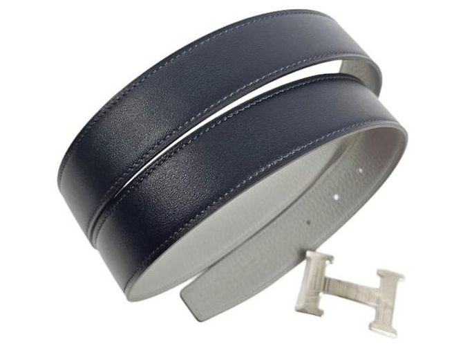 Hermès Reversible Belt Buckle Blue Marine Men's Leather Belt - view 6
