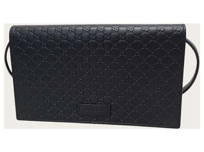 Gucci Borsa a tracolla mini GG Microsima in pelle nera Nero - vista 2