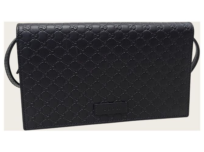 Gucci Borsa a tracolla mini GG Microsima in pelle nera Nero - vista 3
