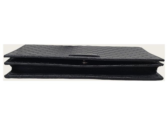 Gucci Borsa a tracolla mini GG Microsima in pelle nera Nero - vista 6