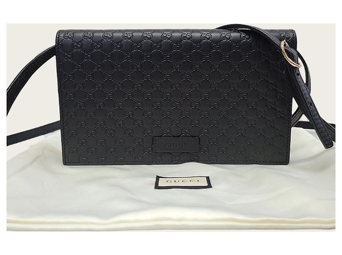 Gucci Borsa a tracolla mini GG Microsima in pelle nera Nero - vista 7