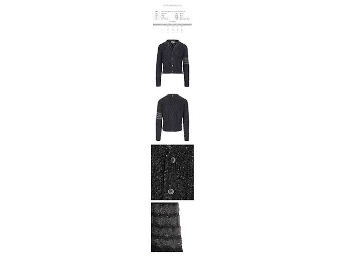 Thom Browne Mohair-Wollcardigan mit diagonalem Zopfmuster Dunkelgrau Braun - Ansicht 2