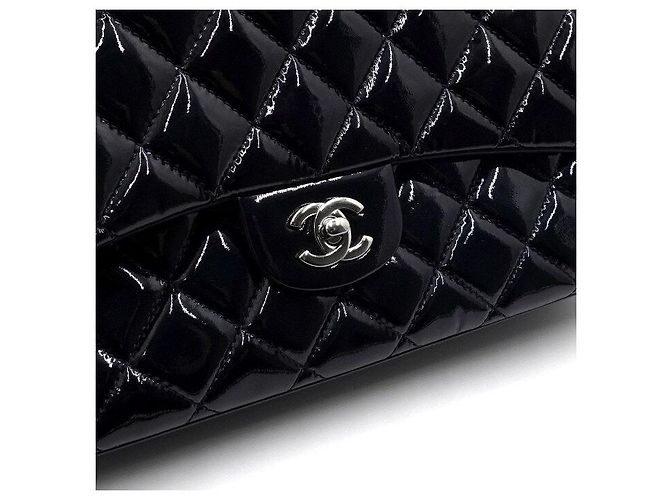 Chanel Borsa a spalla classica a soffietto con patta in vernice blu navy scuro - vista 10
