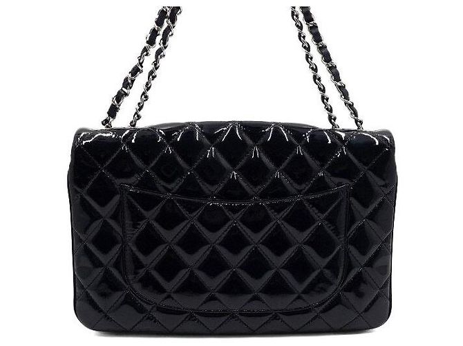 Chanel Borsa a spalla classica a soffietto con patta in vernice blu navy scuro - vista 5