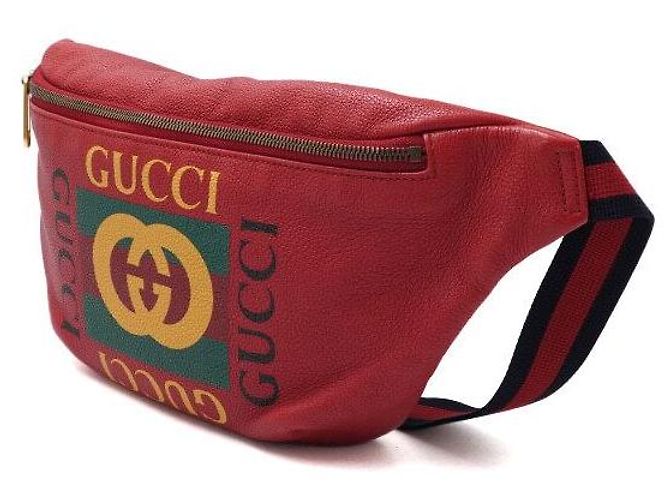 Gucci Sac banane unisexe en cuir avec imprimé logo rouge Crossbody - vue 2