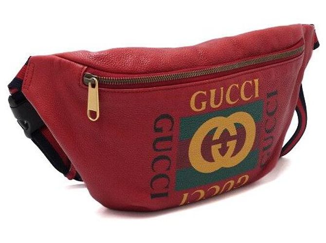 Gucci Sac banane unisexe en cuir avec imprimé logo rouge Crossbody - vue 3