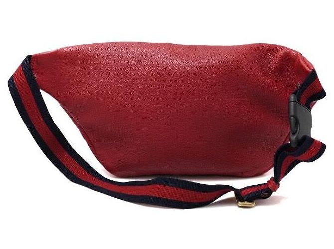 Gucci Sac banane unisexe en cuir avec imprimé logo rouge Crossbody - vue 4