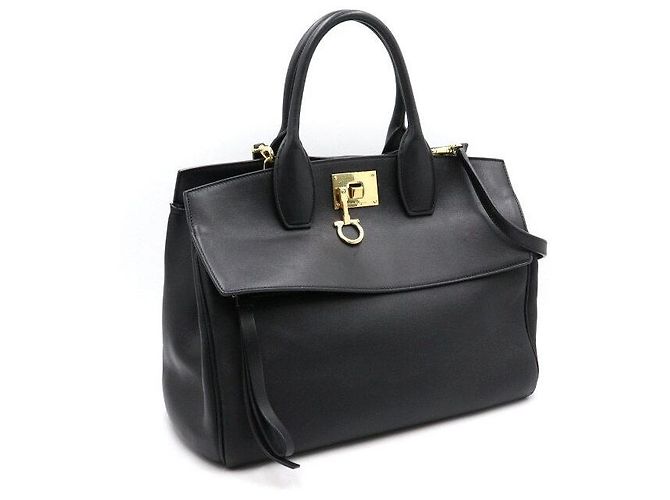 Salvatore Ferragamo Borsa Tote e a Spalla Gancini Studio Medium Black Nero - vista 3