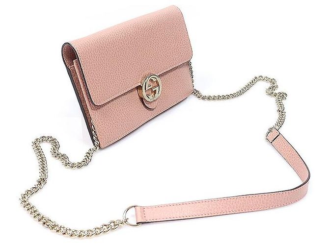 Gucci Mini Clutch Crossbody em Pele Rosa com Corrente GG Entrelaçada - vista 3