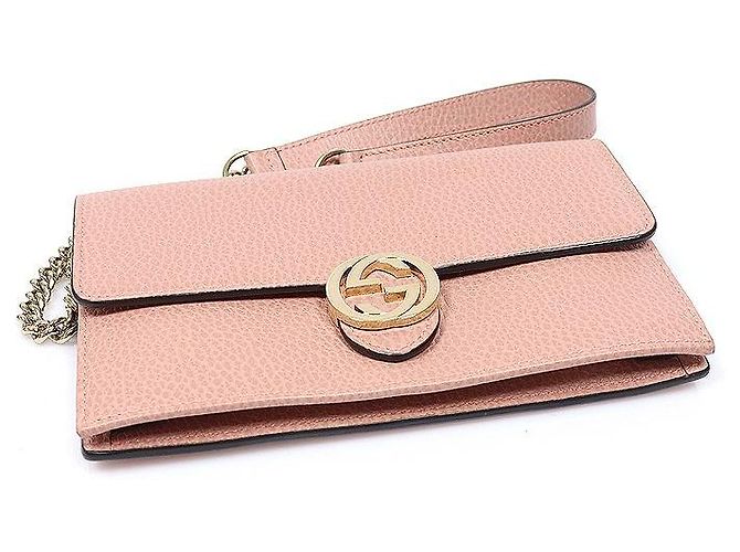Gucci Mini Clutch Crossbody em Pele Rosa com Corrente GG Entrelaçada - vista 5