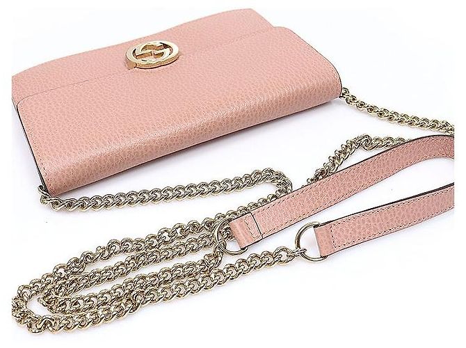 Gucci Mini Clutch Crossbody em Pele Rosa com Corrente GG Entrelaçada - vista 6