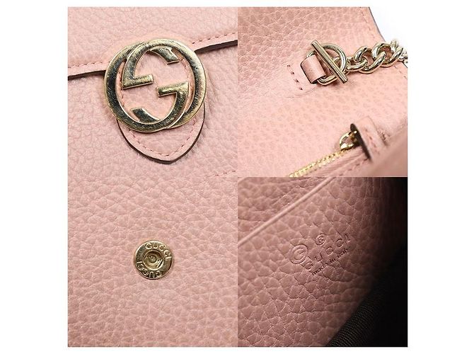 Gucci Mini Clutch Crossbody em Pele Rosa com Corrente GG Entrelaçada - vista 8