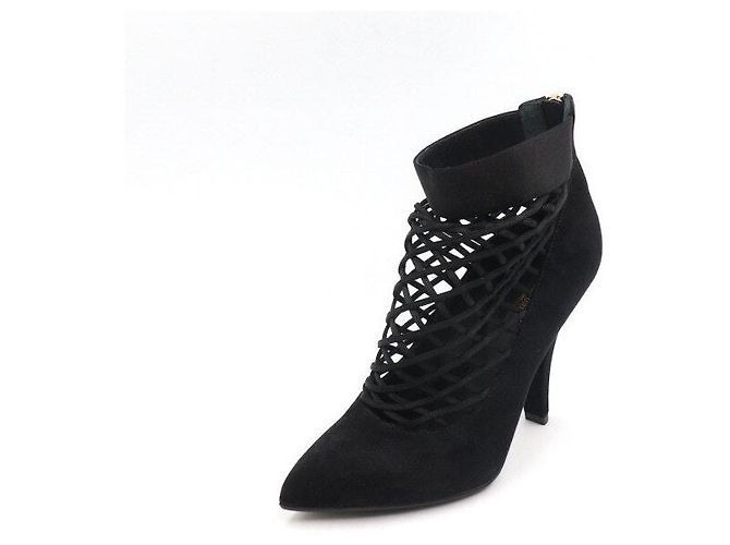 Louis Vuitton Stivaletti da donna in pelle scamosciata e mesh nera Nero - vista 2