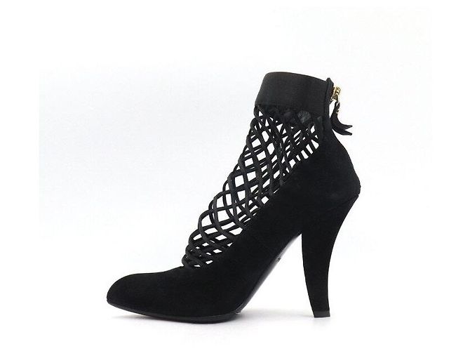 Louis Vuitton Stivaletti da donna in pelle scamosciata e mesh nera Nero - vista 4