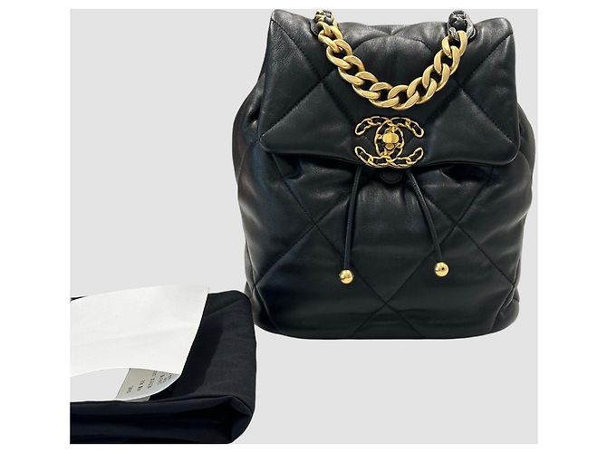 Chanel 19 Chanel Rucksack aus Lammleder Gold Golden - Ansicht 3