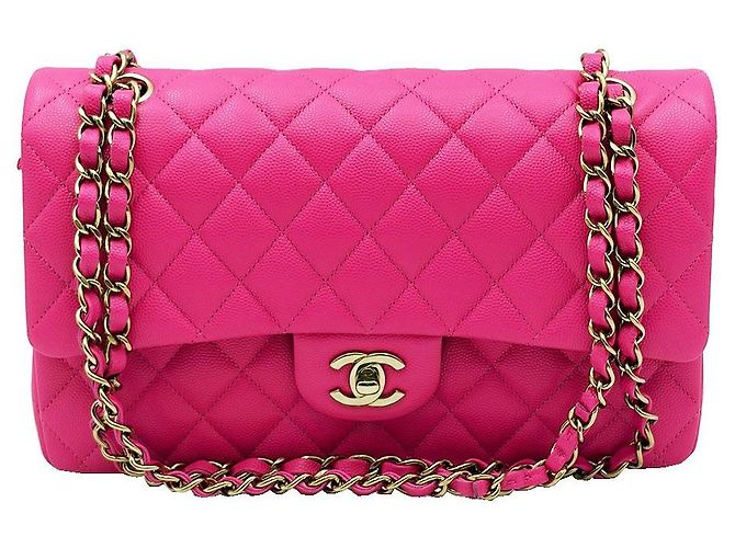 Chanel Borsa Medium Flap Classic Caviar Rosa - vista 2