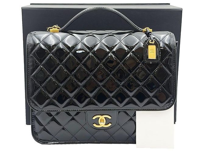 Chanel Zaino School Memory in vernice nera Nero - vista 3