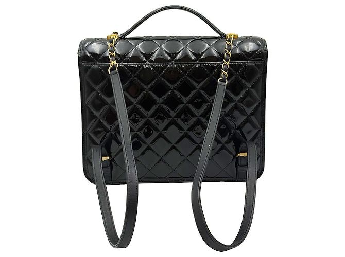 Chanel Zaino School Memory in vernice nera Nero - vista 5