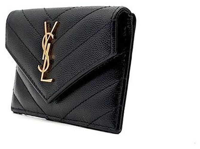Saint Laurent Monogram Kartenetui mit Klappe Schwarz - Ansicht 2