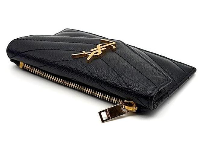 Saint Laurent Monogram Kartenetui mit Klappe Schwarz - Ansicht 4