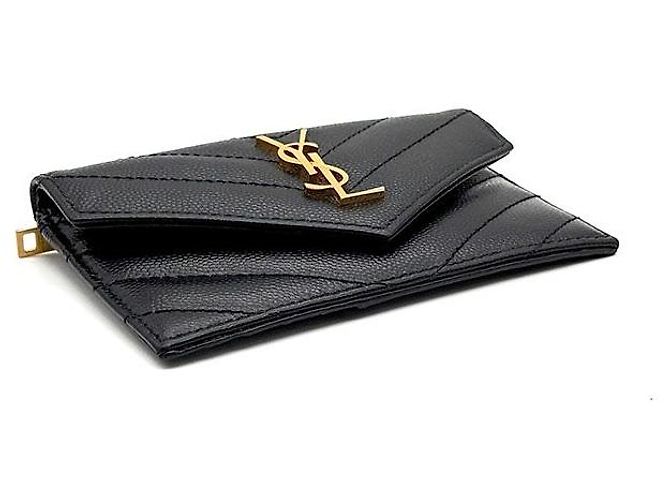 Saint Laurent Monogram Kartenetui mit Klappe Schwarz - Ansicht 5