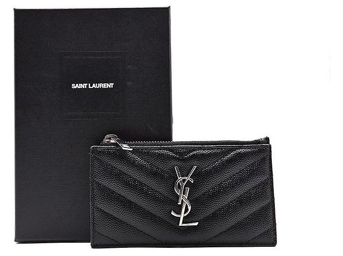 Saint Laurent Tarjetero con cremallera Monogram Negro - vista 7