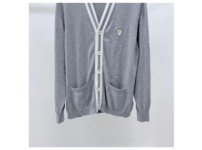 Brunello Cucinelli Cardigan in cotone con logo Grigio XL Marrone - vista 4