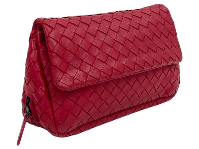 Bottega Veneta Borsa a tracolla Messenger in nappa intrecciato con catena Rosso - vista 2