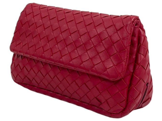 Bottega Veneta Borsa a tracolla Messenger in nappa intrecciato con catena Rosso - vista 3