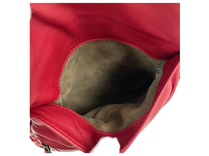 Bottega Veneta Borsa a tracolla Messenger in nappa intrecciato con catena Rosso - vista 5