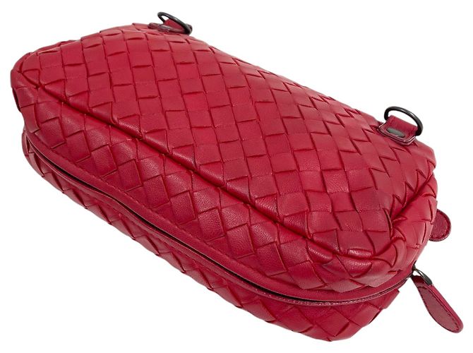 Bottega Veneta Borsa a tracolla Messenger in nappa intrecciato con catena Rosso - vista 7